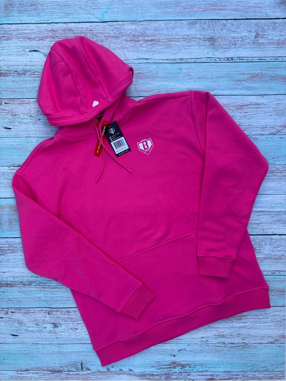 NWT Baseball Lifestyle 101 Baseline Pink And White Hoodie Men’s Large BL101